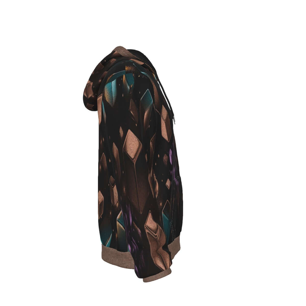 Black zip up hoodie Multi-colored Shapes 3D images 
