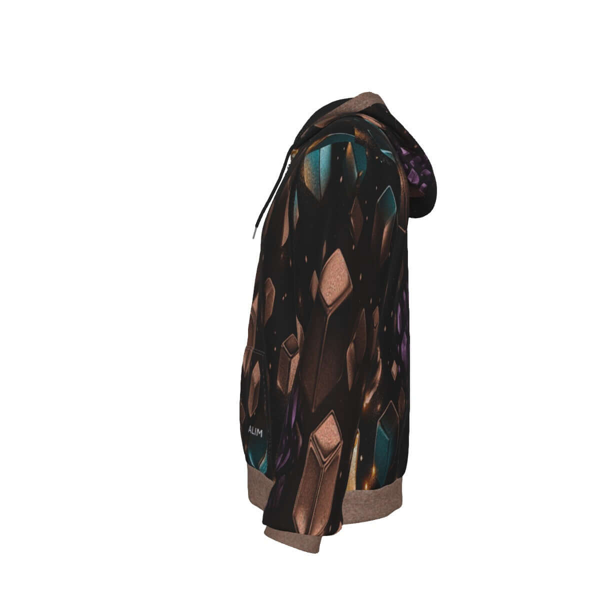 Black zip up hoodie Multi-colored Shapes 3D images 