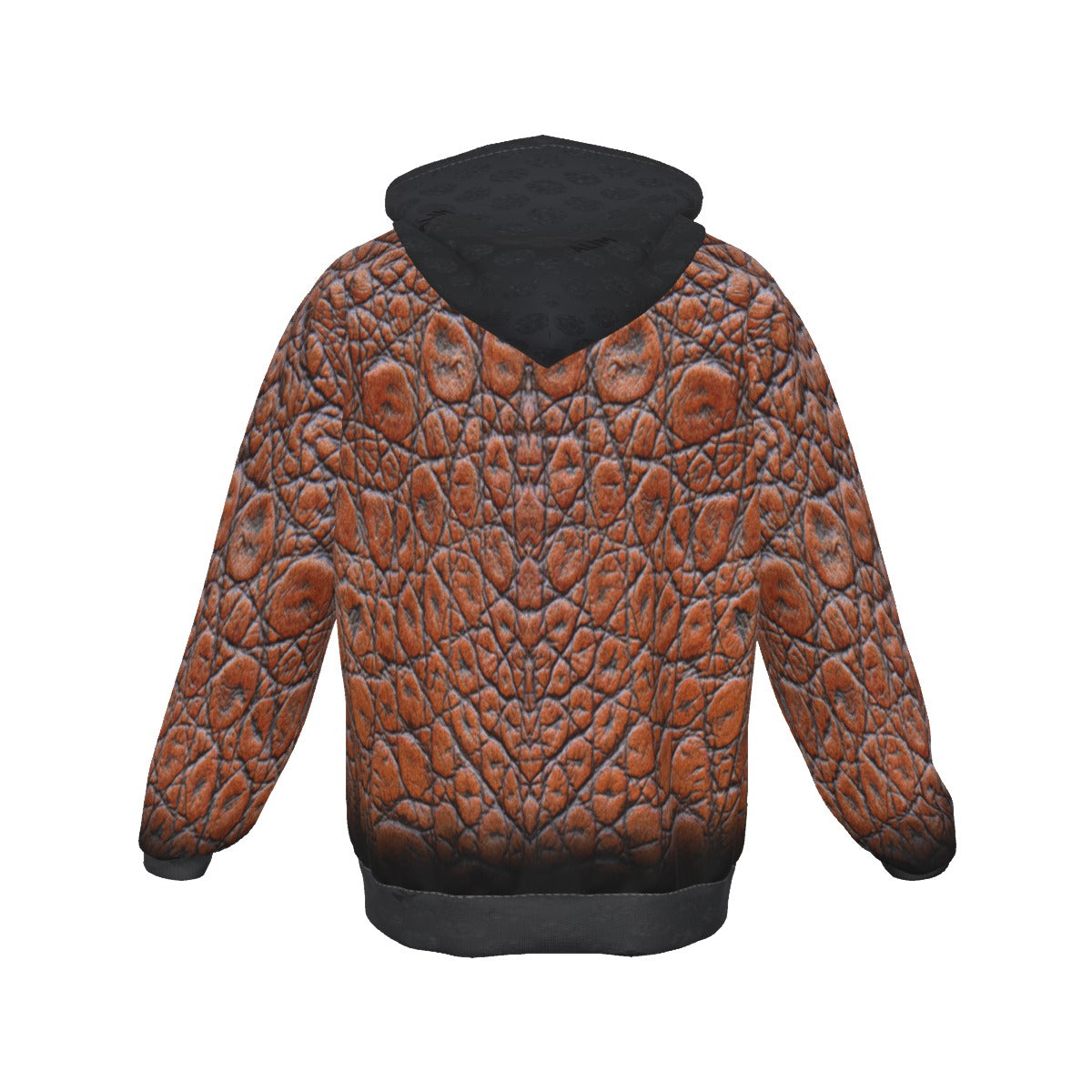 ALIM4U- Brown Leather Textured Zip Up Hoodie With Pocket