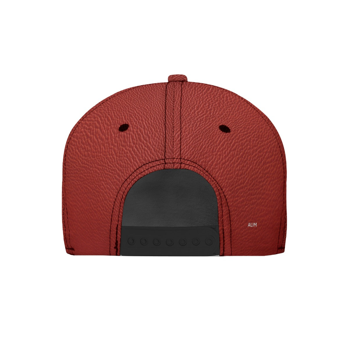 Red textured cap with black interior on a white background