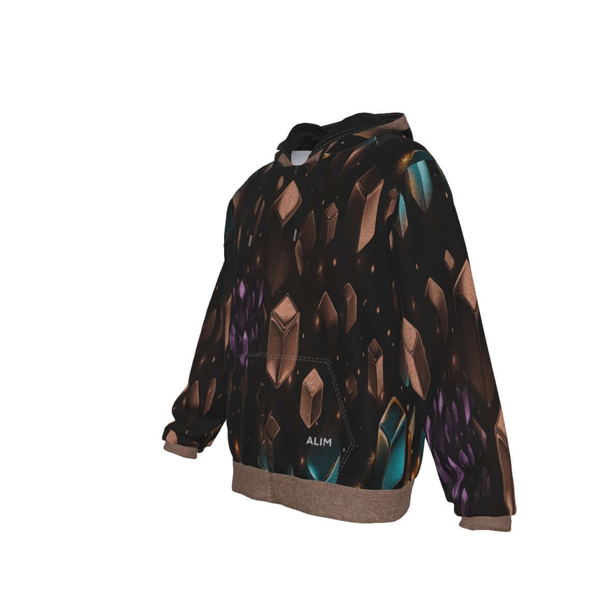 Hoodie with a geometric pattern on a white background