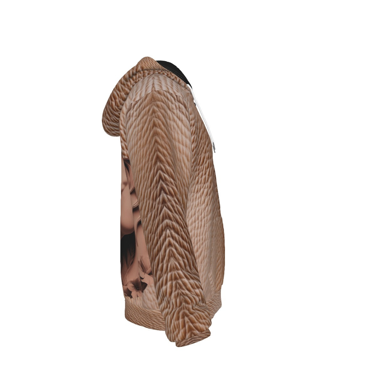 ALIM4U- Beige and Brown Horse Zip Up Hoodie With Pocket