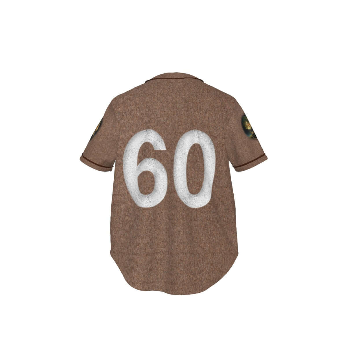 Brown baseball jersey with number 60 on a white background