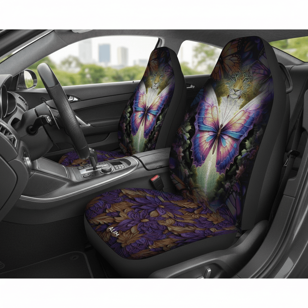 Car Seat Covers Multi-Colored Butterfly and Floral Design 