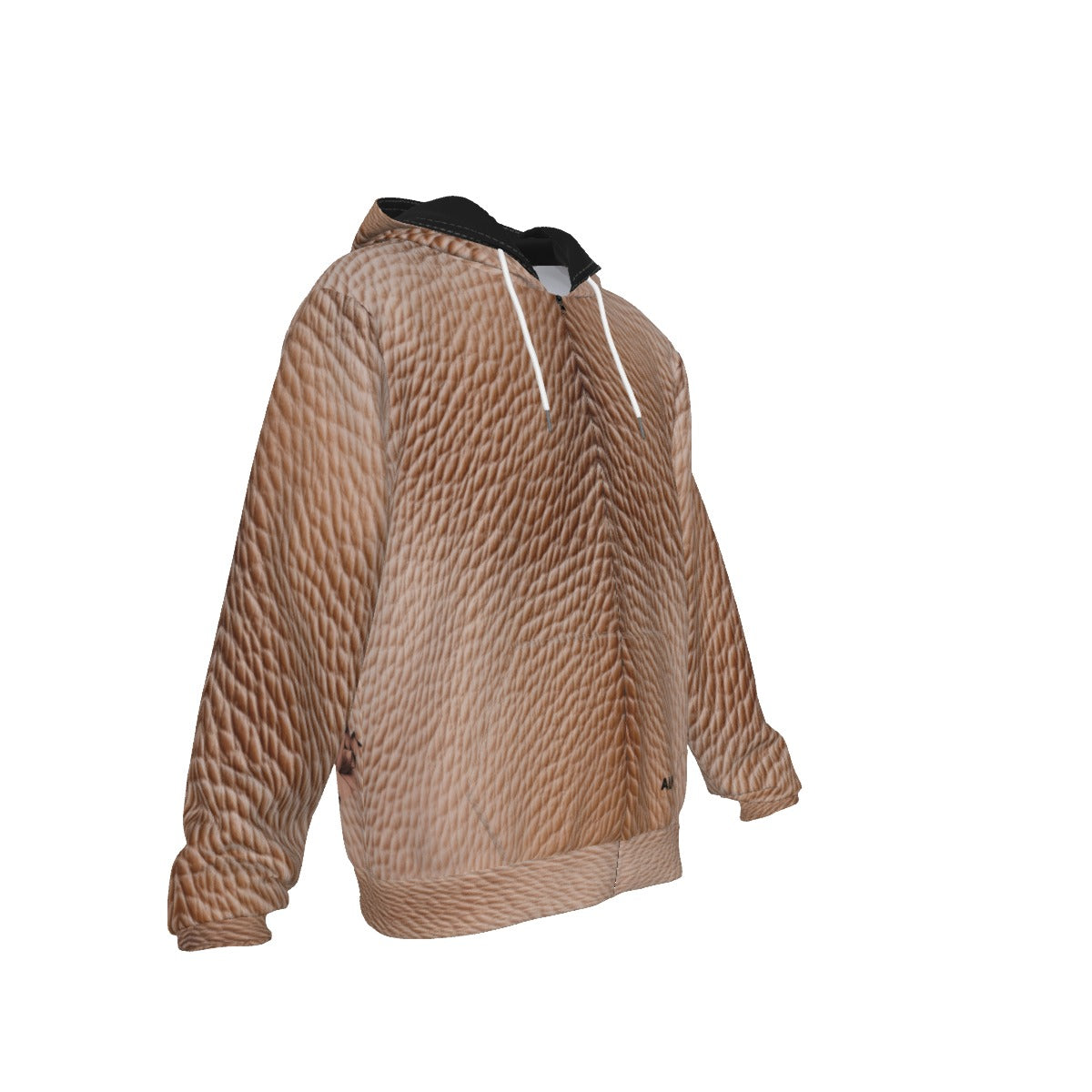 ALIM4U- Beige and Brown Horse Zip Up Hoodie With Pocket