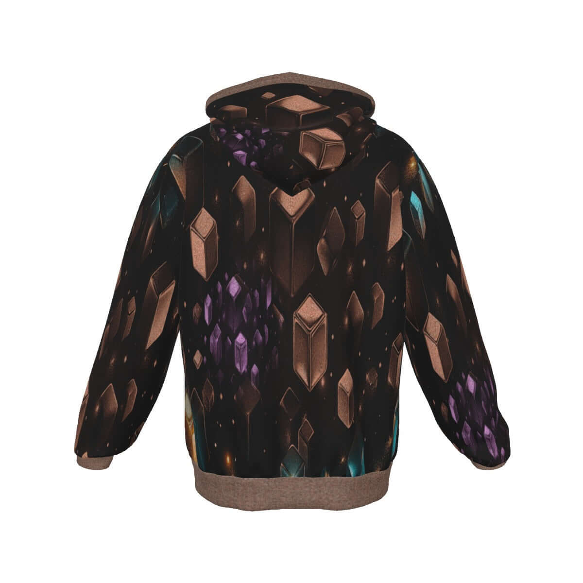 Black zip up hoodie Multi-colored Shapes 3D images 