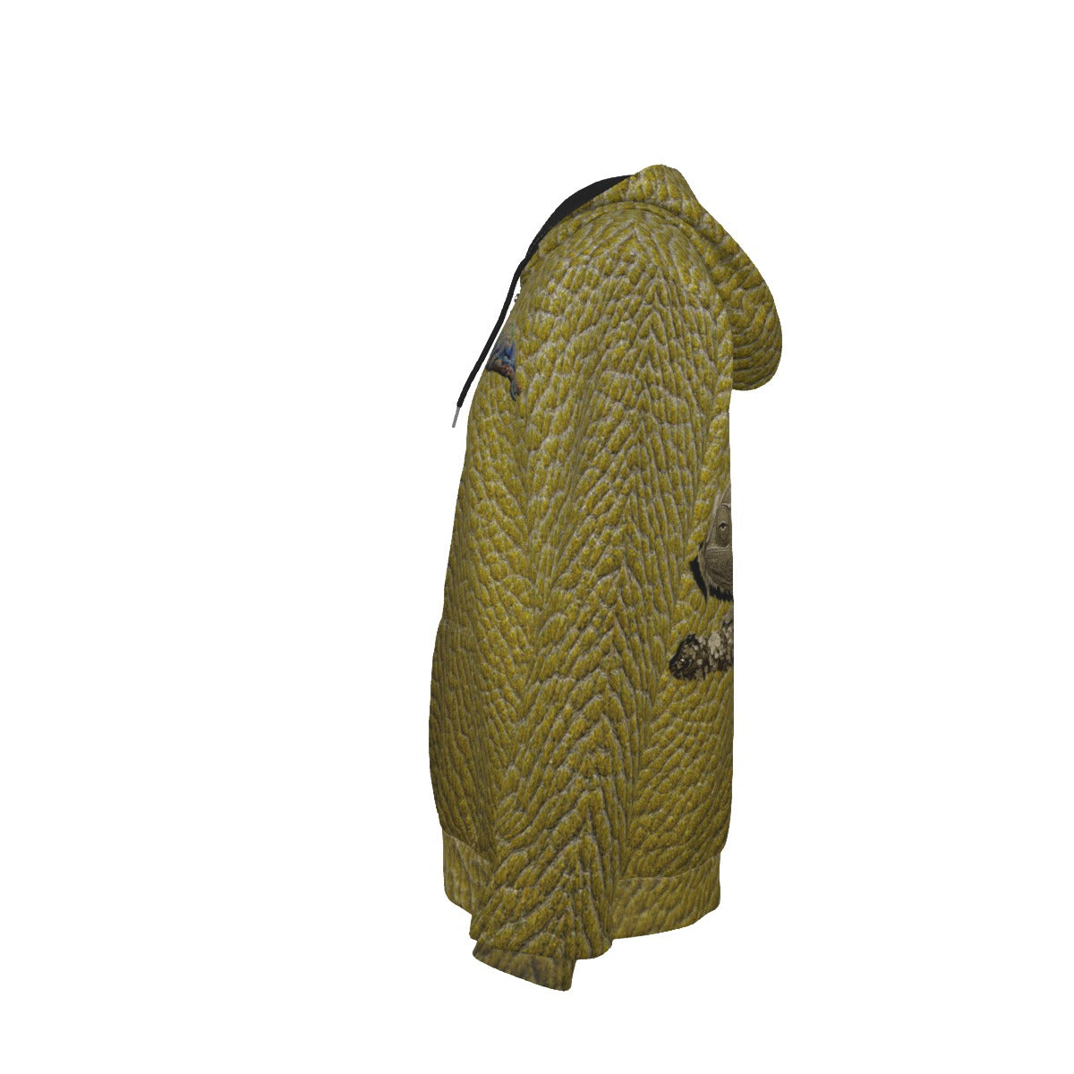 ALIM4U- Burnished Green Chameleon  Zip Up Hoodie With Pocket