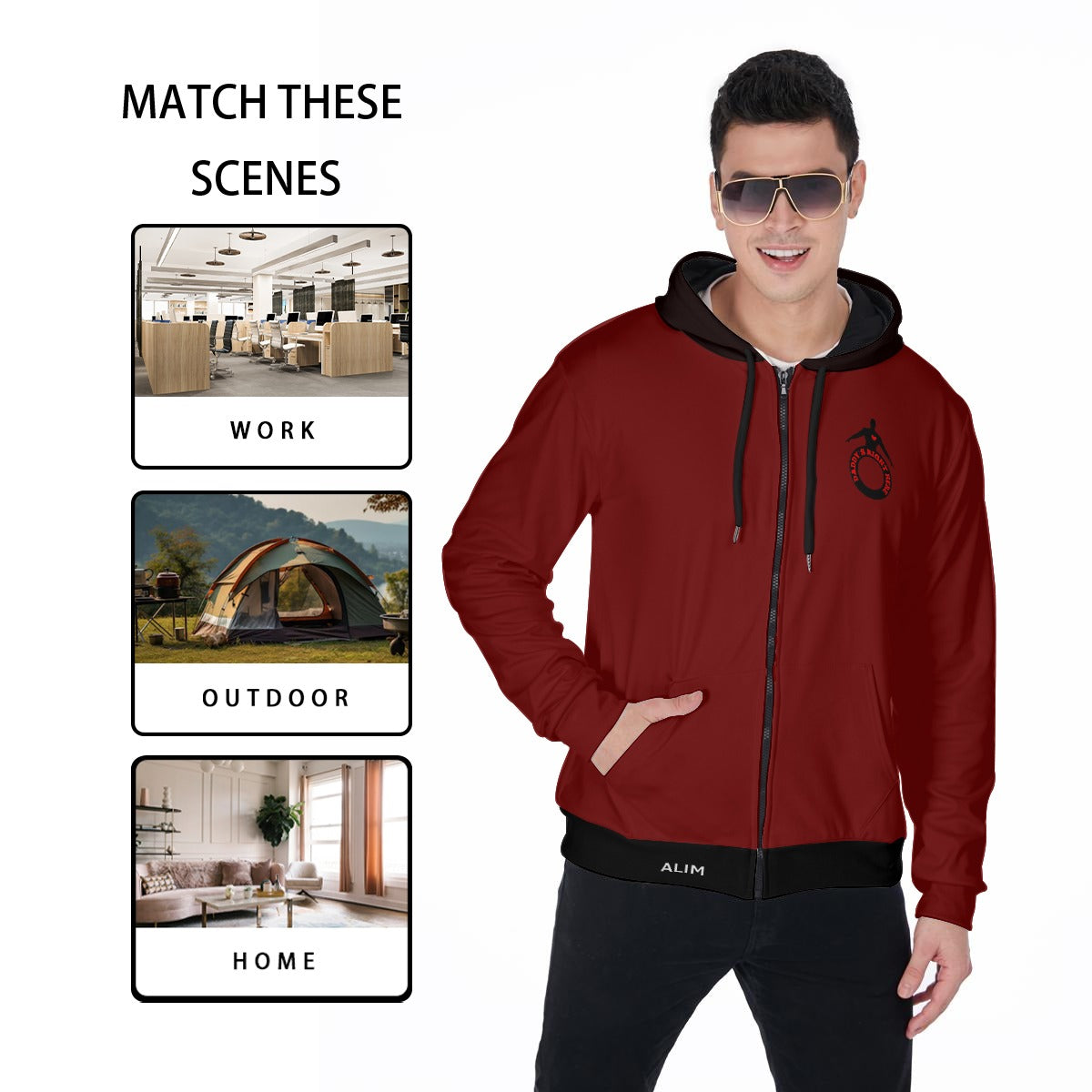 Daddy's Right Here Logo Standard Zip Up Hoodie With Pocket