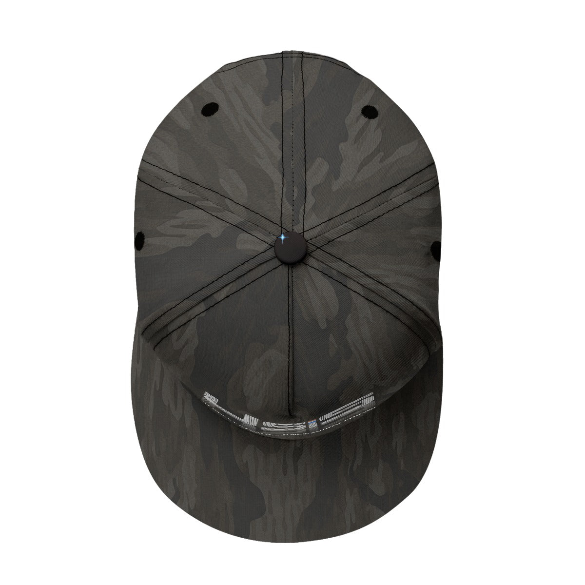 Black camouflage baseball cap on a white background