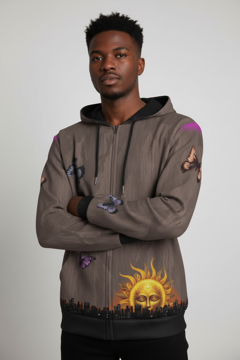 "Twine is Mine" All-Over Print Zip Up Hoodie With Pocket