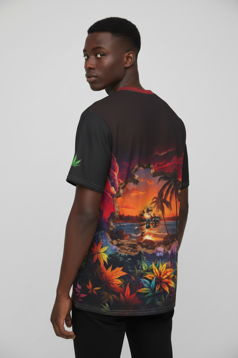 "Bred n Buddah" All-Over Print V-Neck T-Shirt