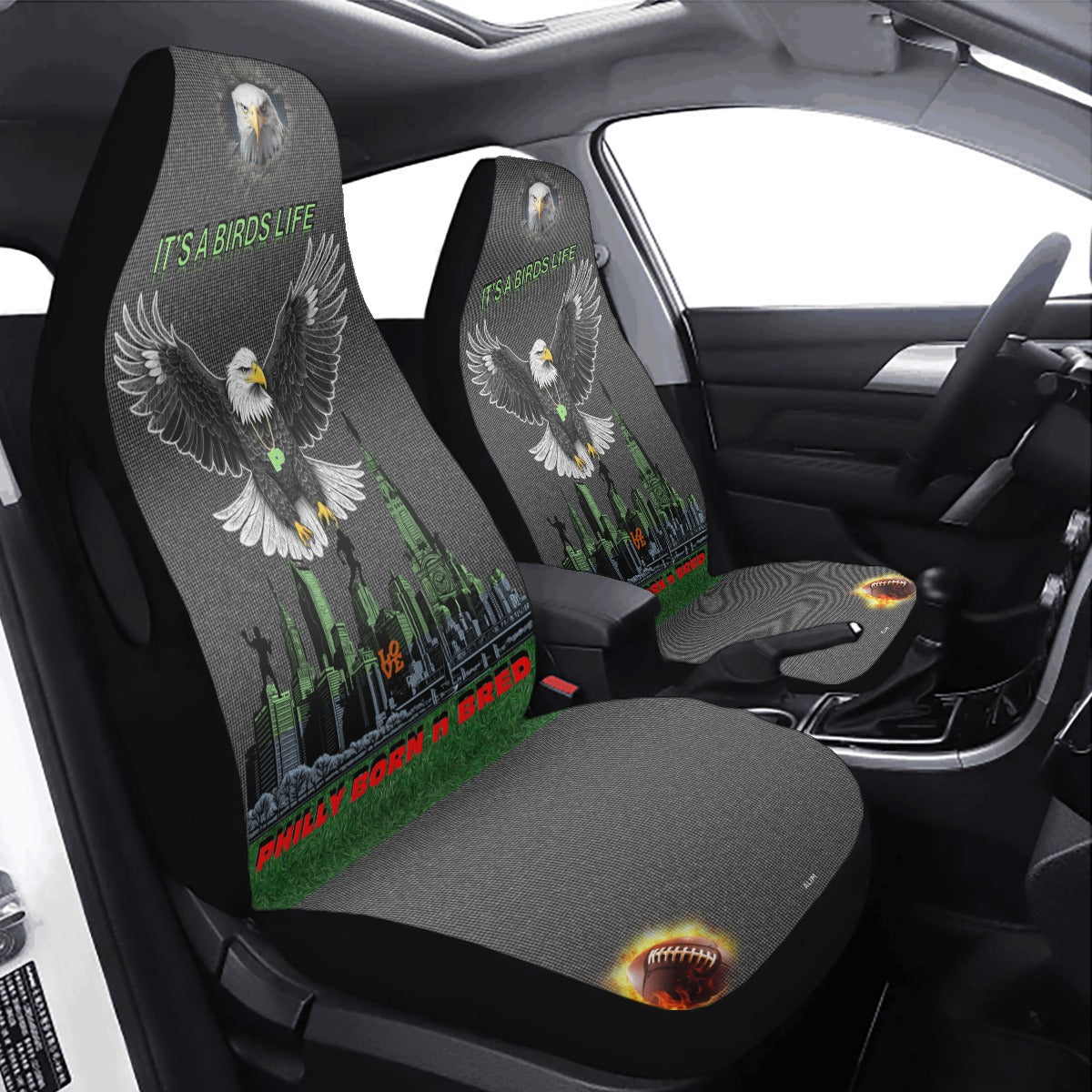 It's A Birds Life Universal Car Seat Cover featuring eagle design in a car interior