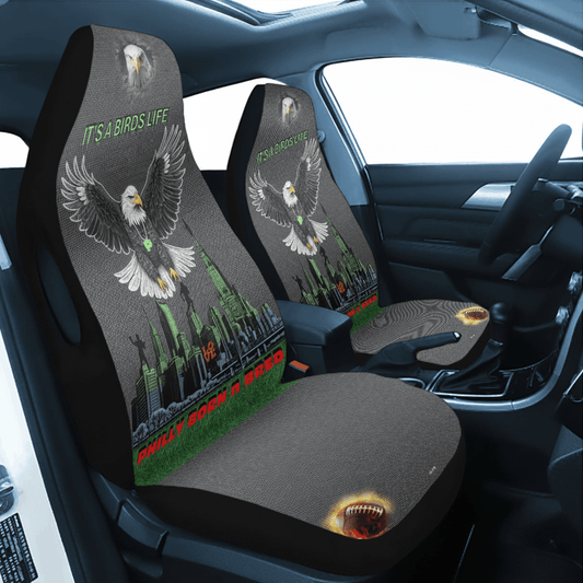 It's A Birds Life Universal Car Seat Cover featuring eagle design in a car interior