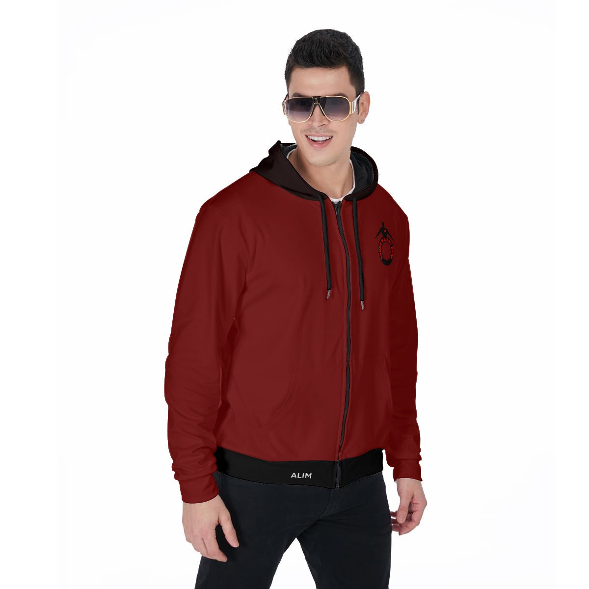 Daddy's Right Here Logo Standard Zip Up Hoodie With Pocket