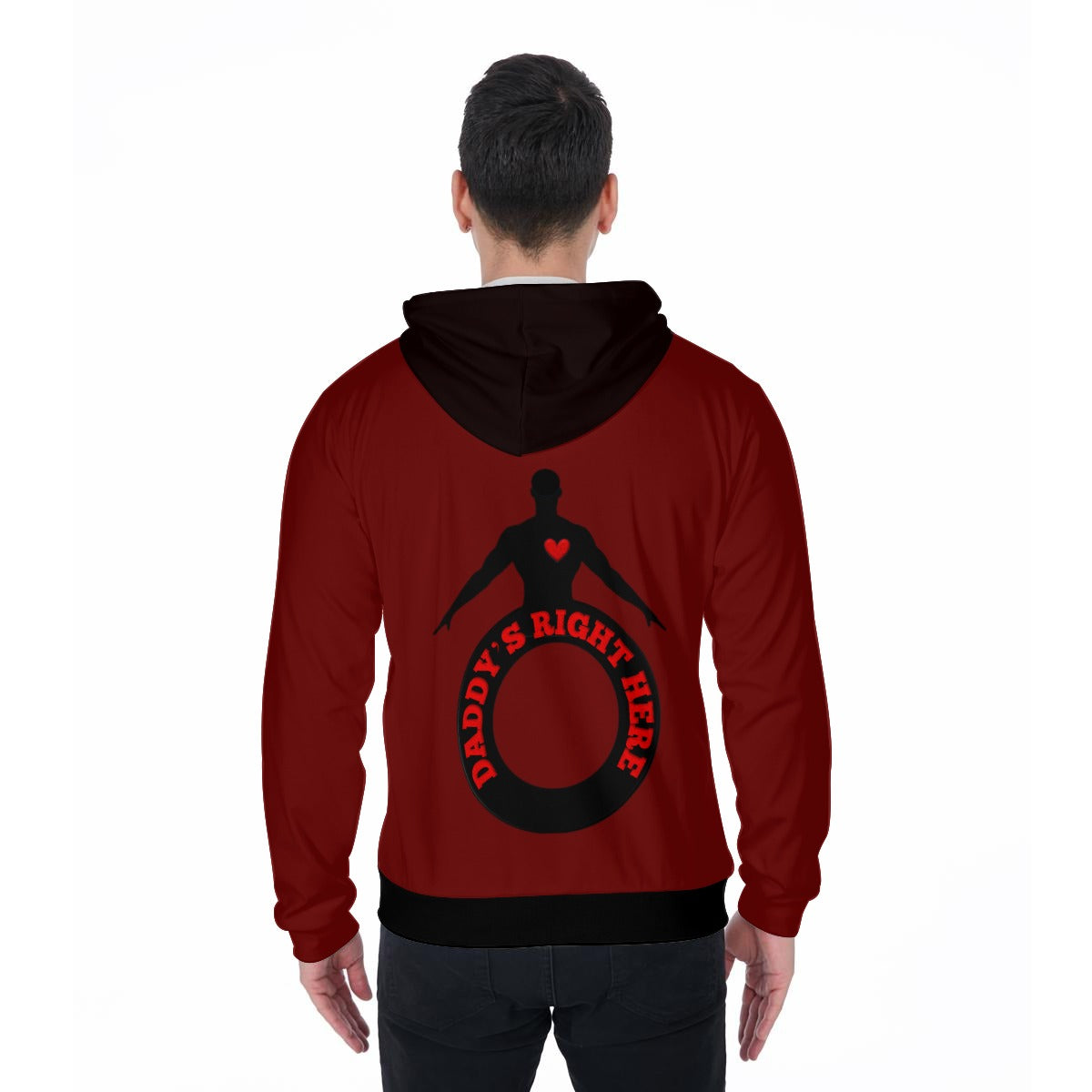 Daddy's Right Here Logo Standard Zip Up Hoodie With Pocket
