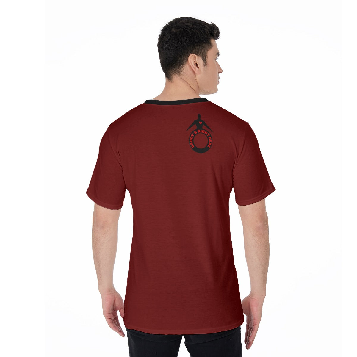 Daddy's Right Here Red Black V-Neck T-Shirt