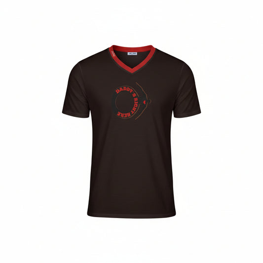 Daddy's Right Here Logo Red Collar V-Neck T-Shirt