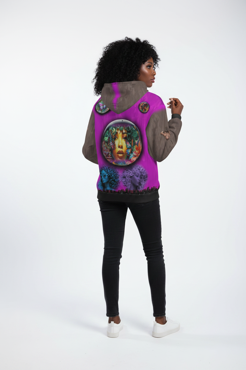 "Twine is Mine" All-Over Print Zip Up Hoodie With Pocket