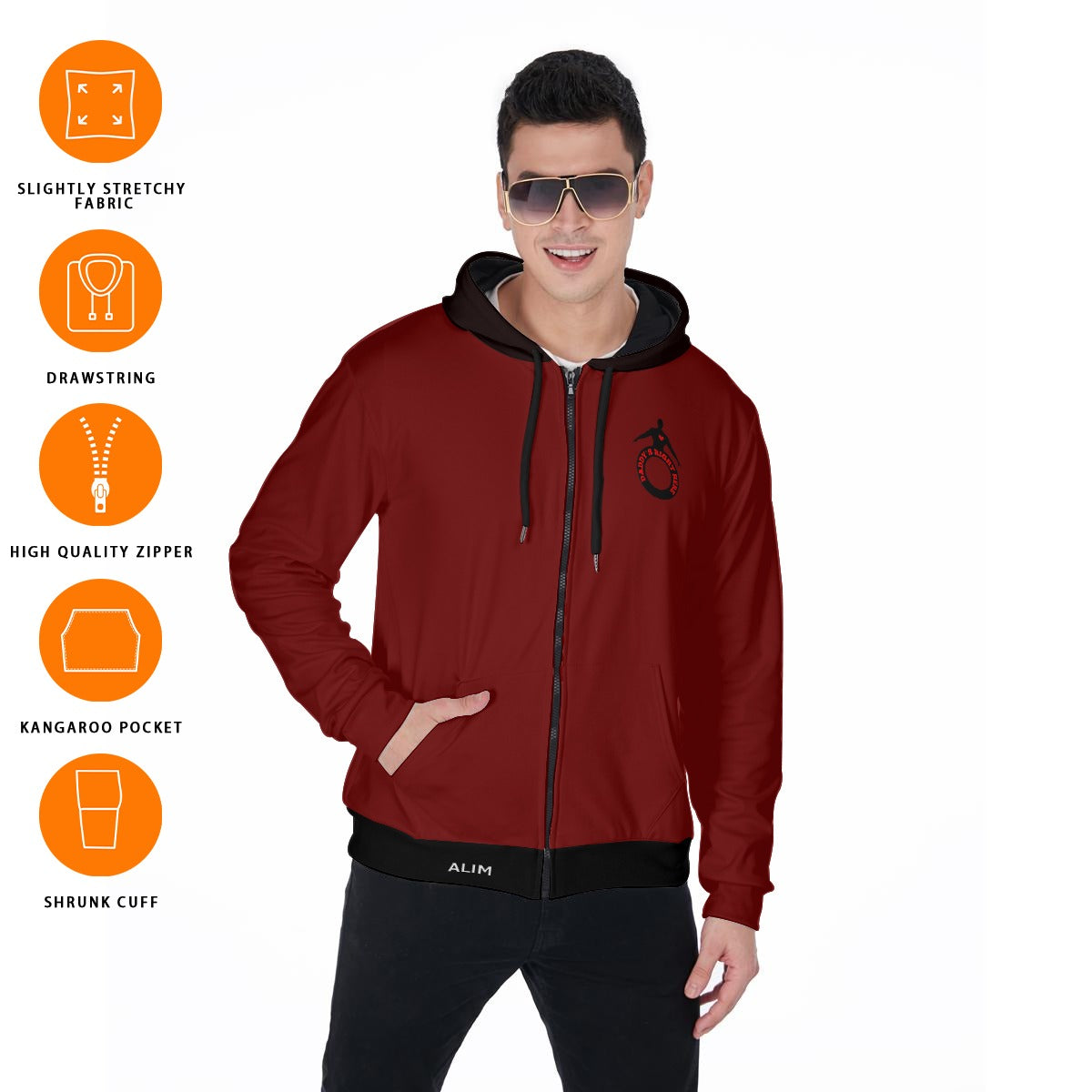 Daddy's Right Here Logo Standard Zip Up Hoodie With Pocket