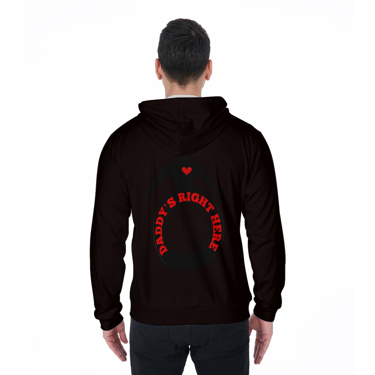 Daddy's Right Here Logo Black Shadow Zip Up Hoodie With Pocket
