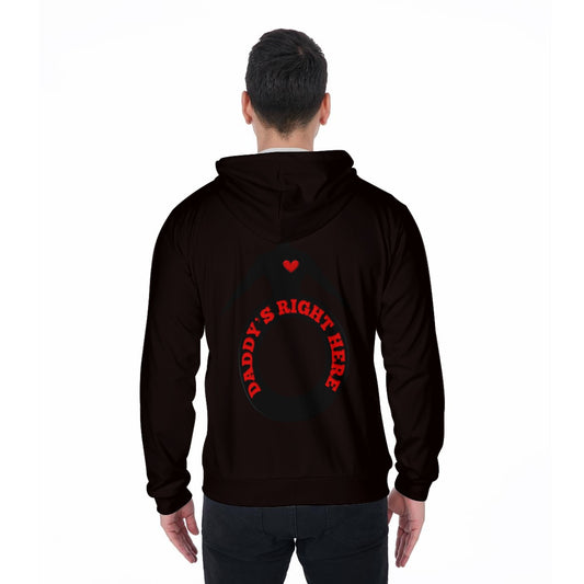 Daddy's Right Here Logo Black Shadow Zip Up Hoodie With Pocket