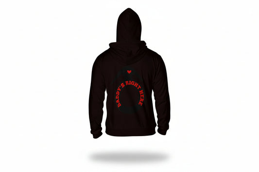 Daddy's Right Here Black Shadow Logo Zip Up Hoodie With Pocket