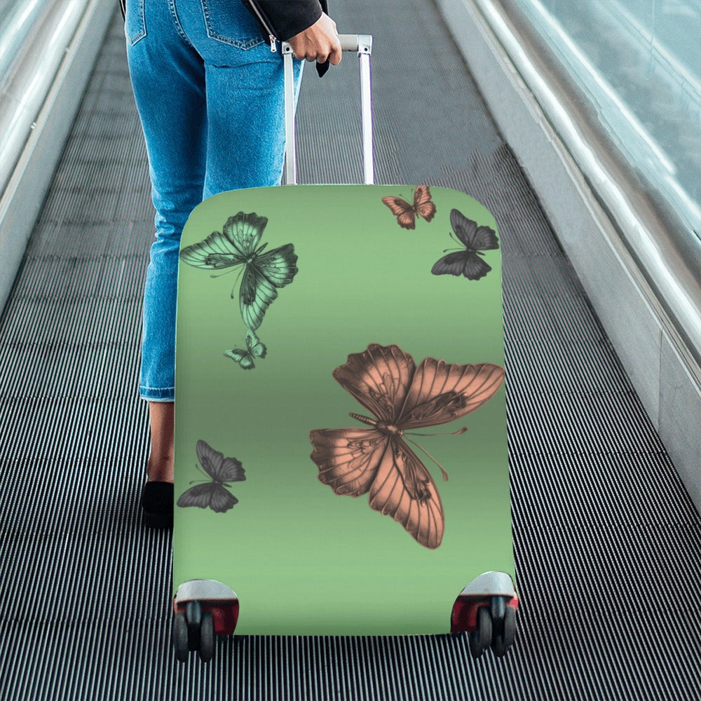 ALIM4U- Butterflies with Green Background Luggage Cover (Large Size) (26"-28")