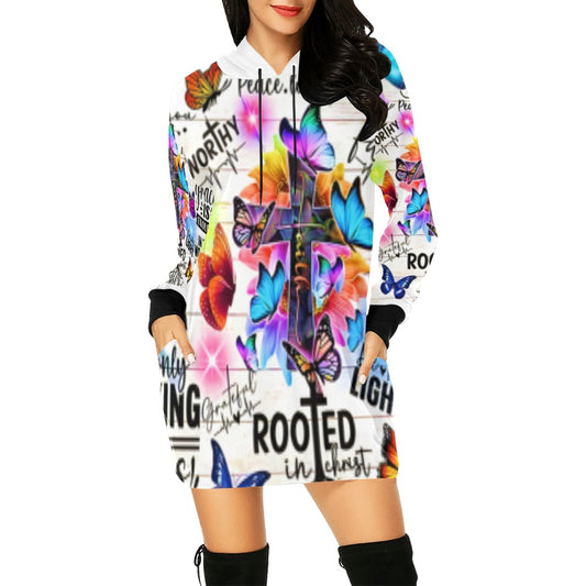 ALIM4U- Faith 2 Women's All Over Print Hoodie Mini Dress(Model H27)