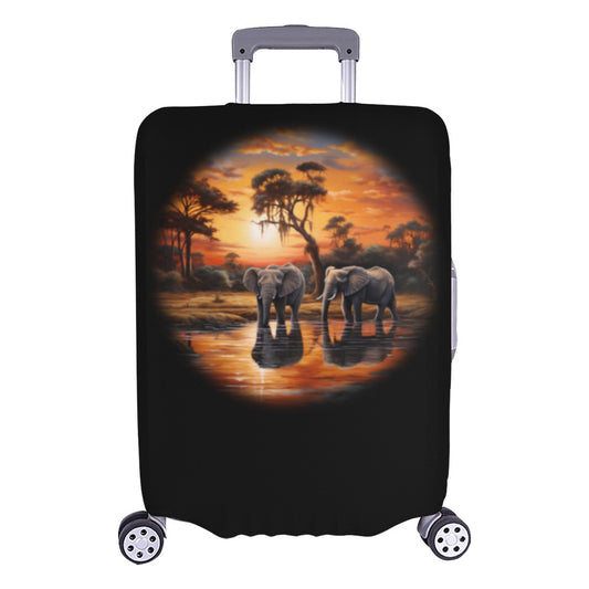 ALIM4U- Basking Elephants Luggage Cover (Large Size) (26"-28")