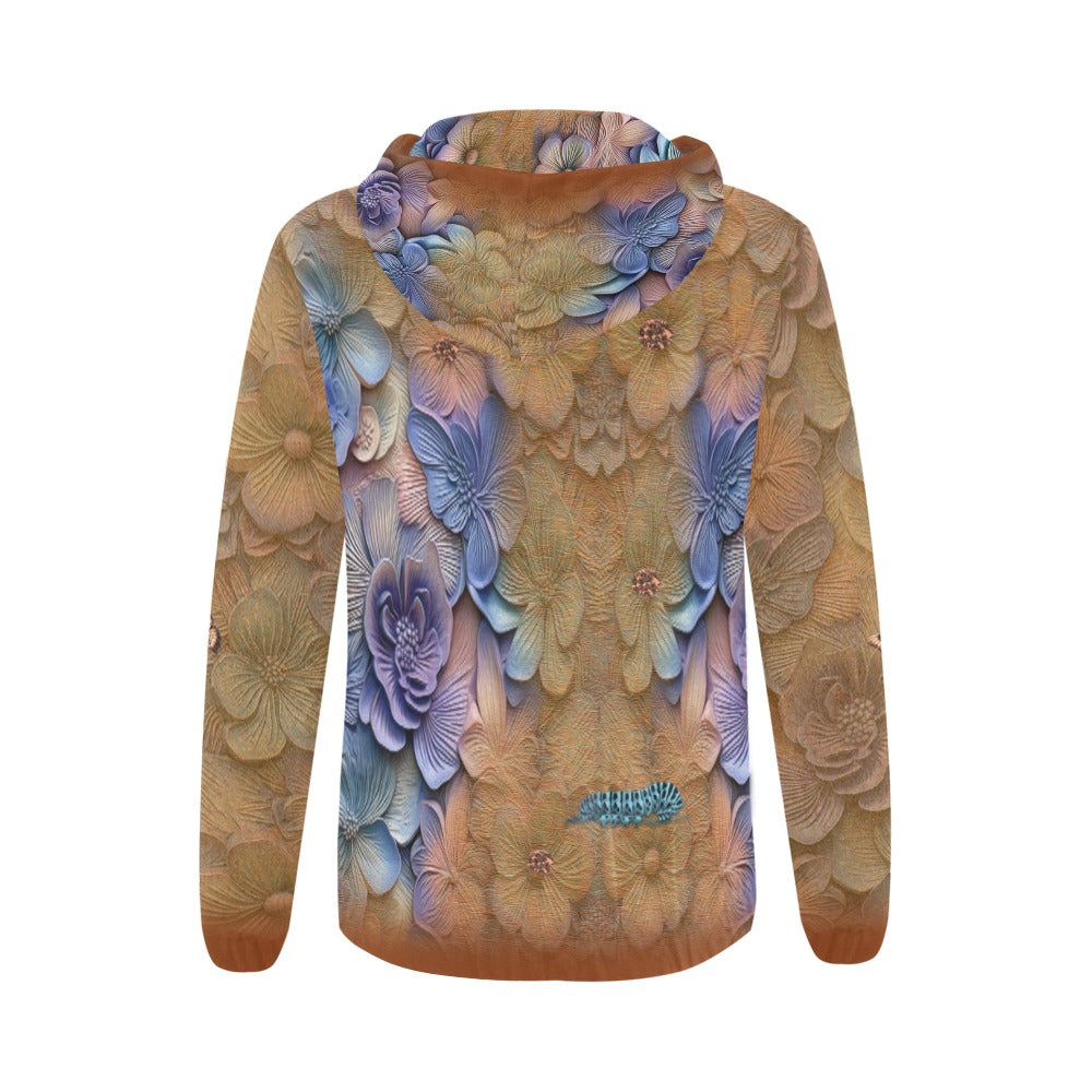 Hoodie with floral design on a white background