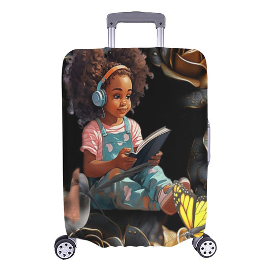 ALIM4U- Young Black Girl Studying Luggage Cover (Large Size) (26"-28")