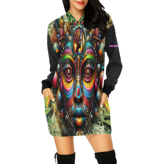 ALIM4U- Marijuana Smoking Women High Maintenance 4 Women's All Over Print Hoodie Mini Dress(Model H27)