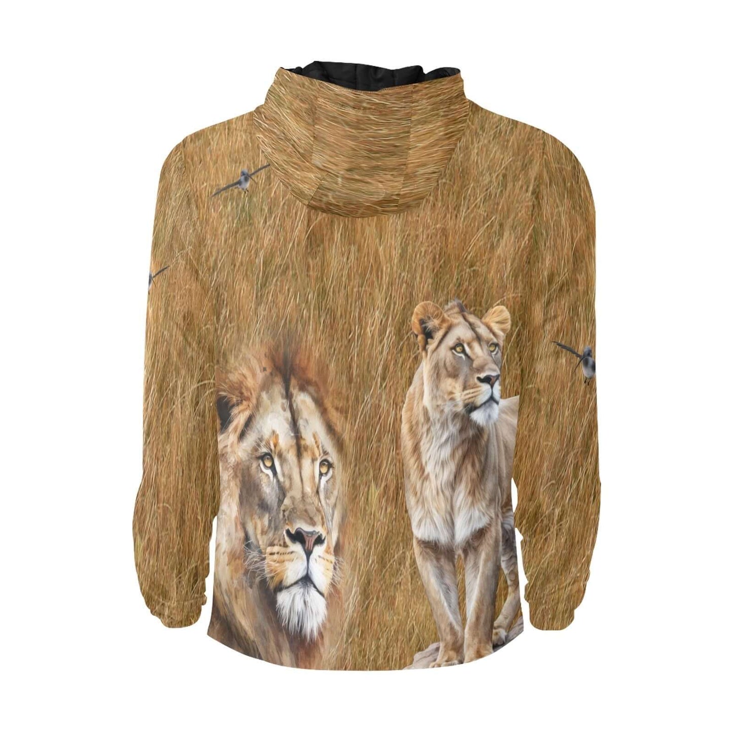 Biege and brown Zip-Up Hooded Jacket Camouflage Print