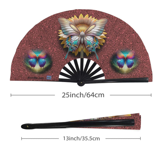 Clack Fan 007 Multi-Colored Floral Butterflies Black Women Faces