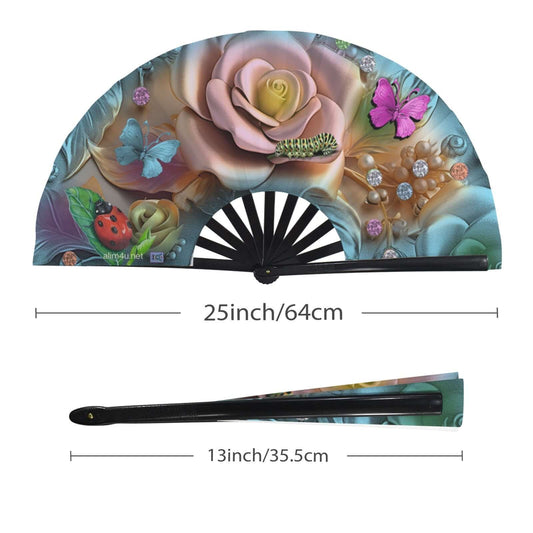 Clack Fan 13 Floral Butterlies Black Women 