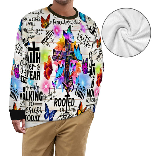 ALIM4U- Multi-Colored Faith Abstract 2 All Over Print Sweater(Large Size）