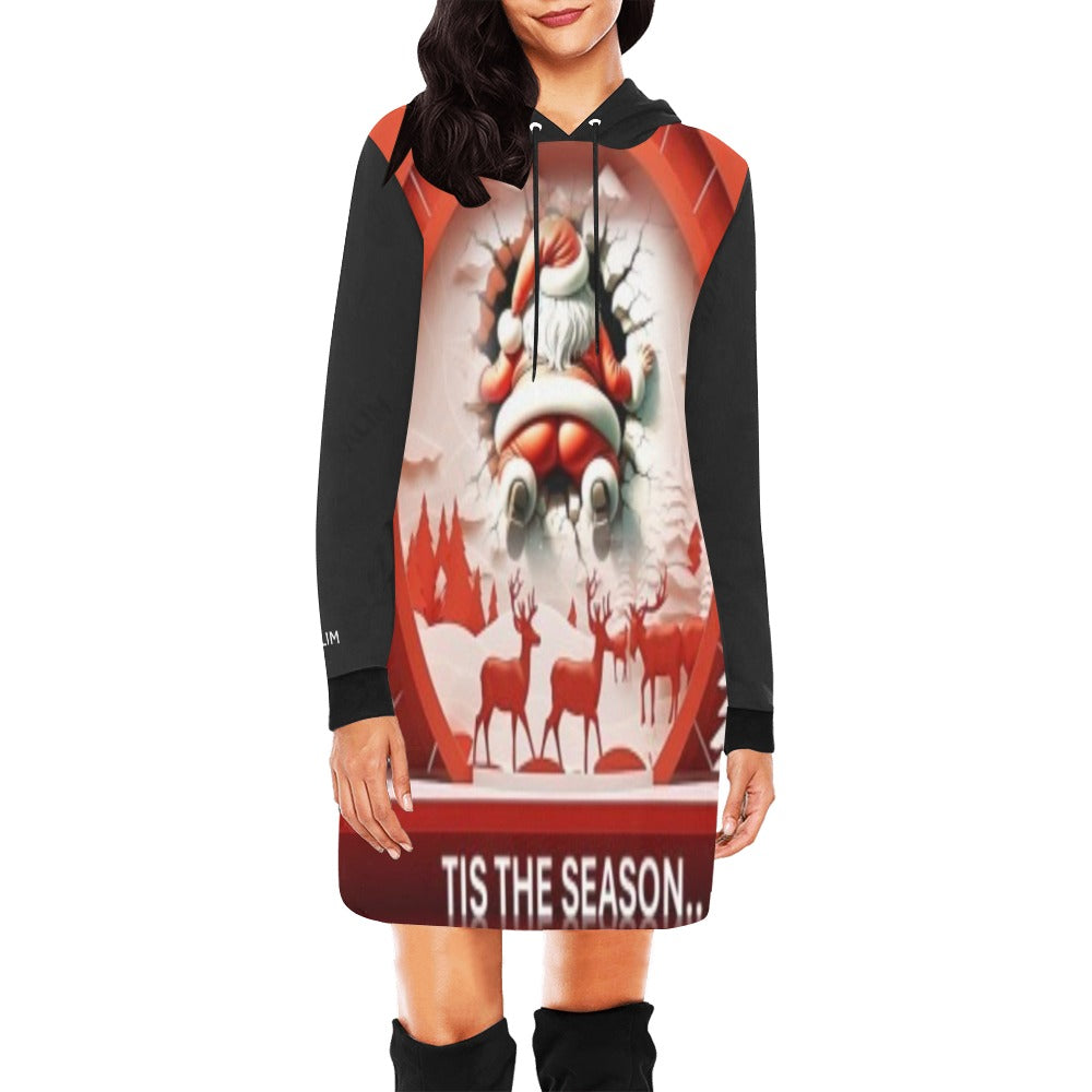 ALIM4U- Tis the Season Christmas Party Women's All Over Print Hoodie Mini Dress(Model H27)