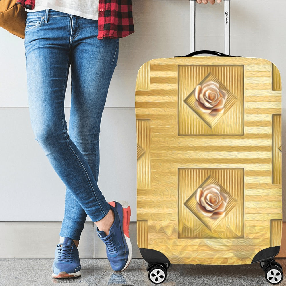 ALIM4U- Roses and Crosses on Gold Luggage Cover (Large Size) (26"-28")
