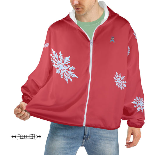 ALIM4U- (Back Image) Snowman Scene Men's Sun Protection Hoodie(Model H62)