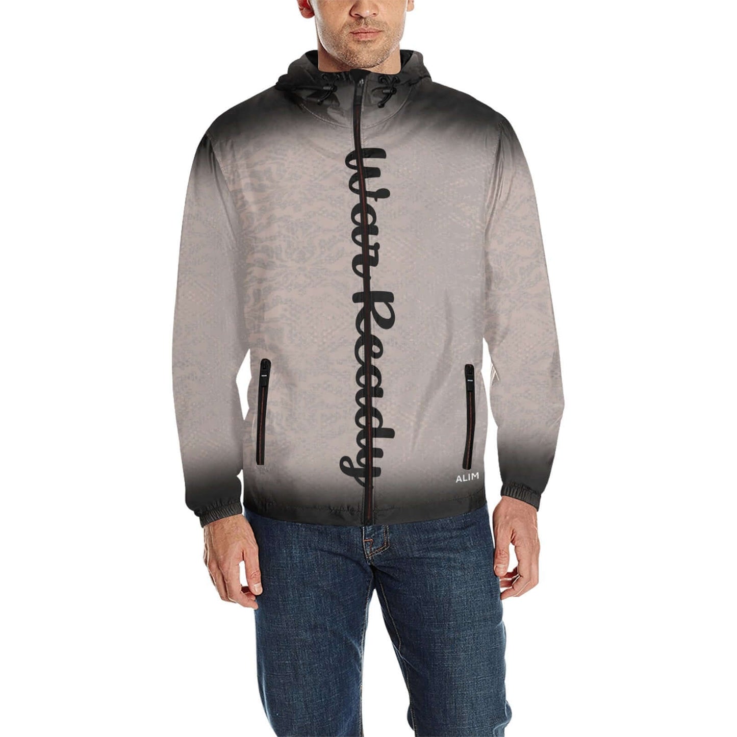 Gray Lightweight Hooded Zip-Up Jacket Bald Eagle Image