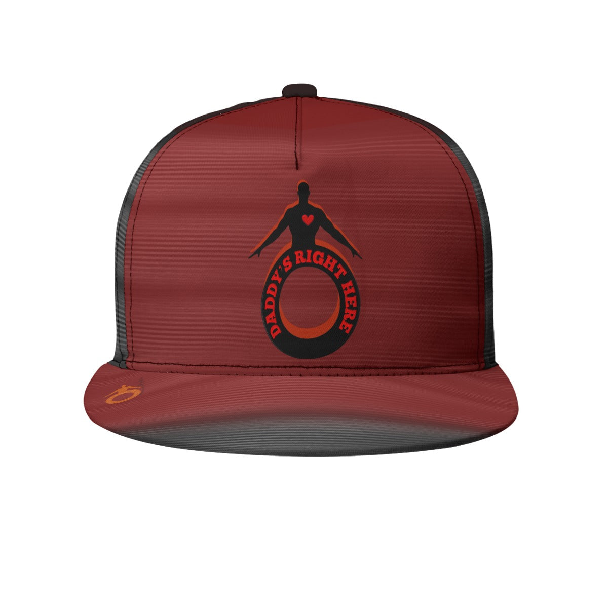 Daddy's Right Here " Logo" Red n Black Flat-Brim Baseball Cap