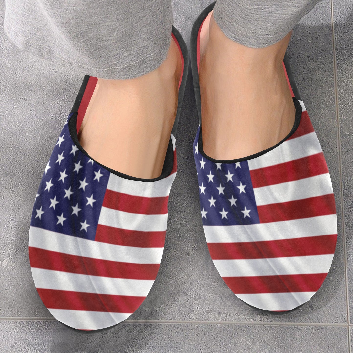 ALIM4U- America 3D Flag Slippers Men's Cotton Slippers(Model 0601)