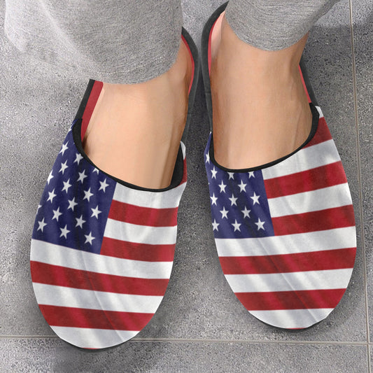 ALIM4U- America 3D Flag Slippers Men's Cotton Slippers(Model 0601)