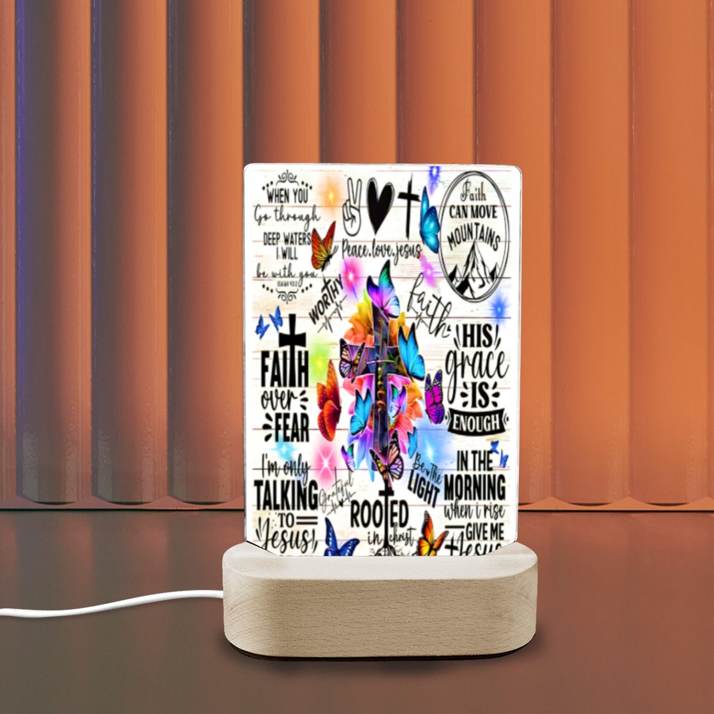 ALIM4U- Faith 3 Acrylic Photo Panel with Lighted Stand (Made in Queens)