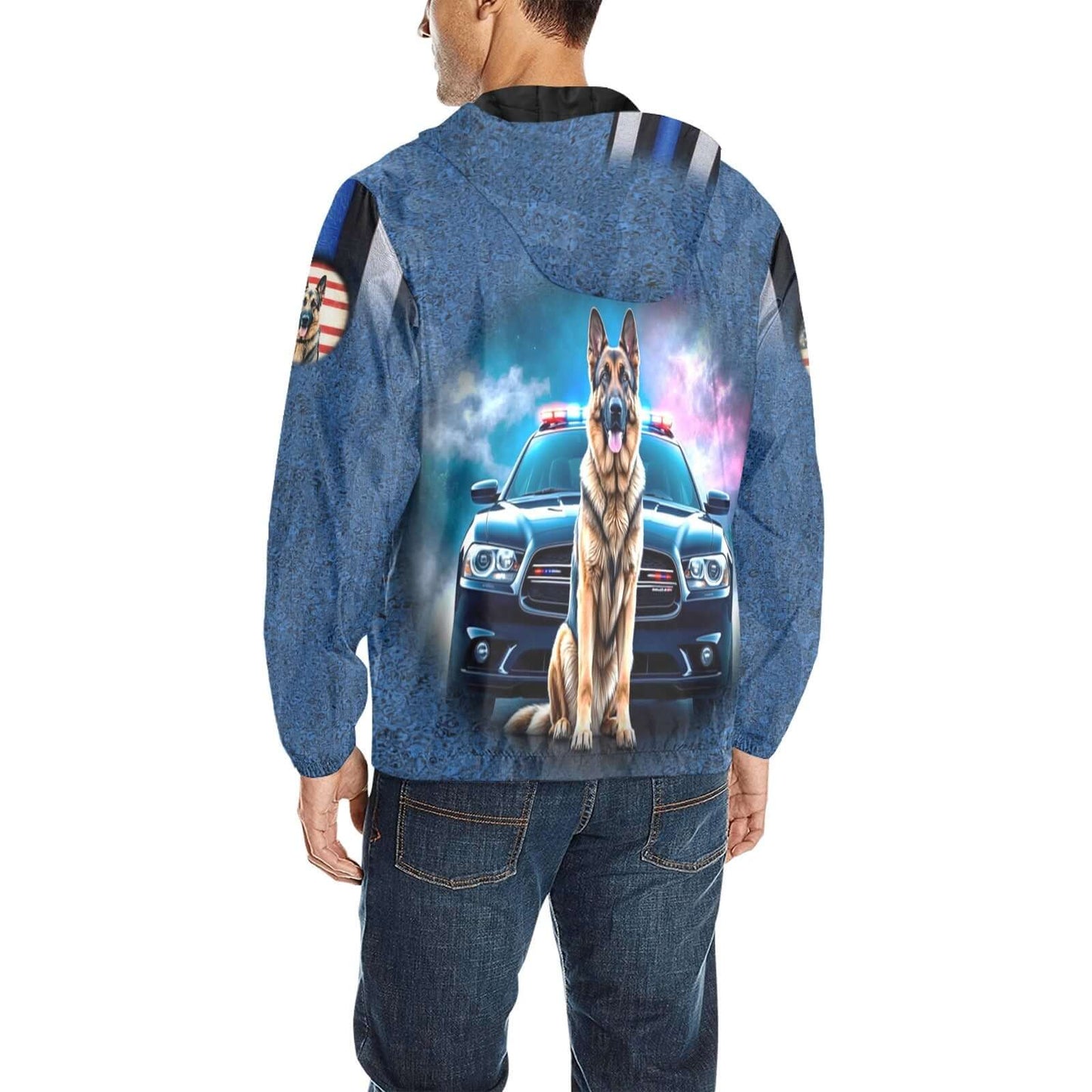 Blue Camouflage ZIp-Up Lightweight Hooded Jacket 