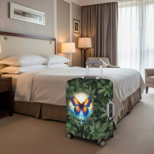 Luggage Cover Large Size Marijuana Trees Monarch Butterfly