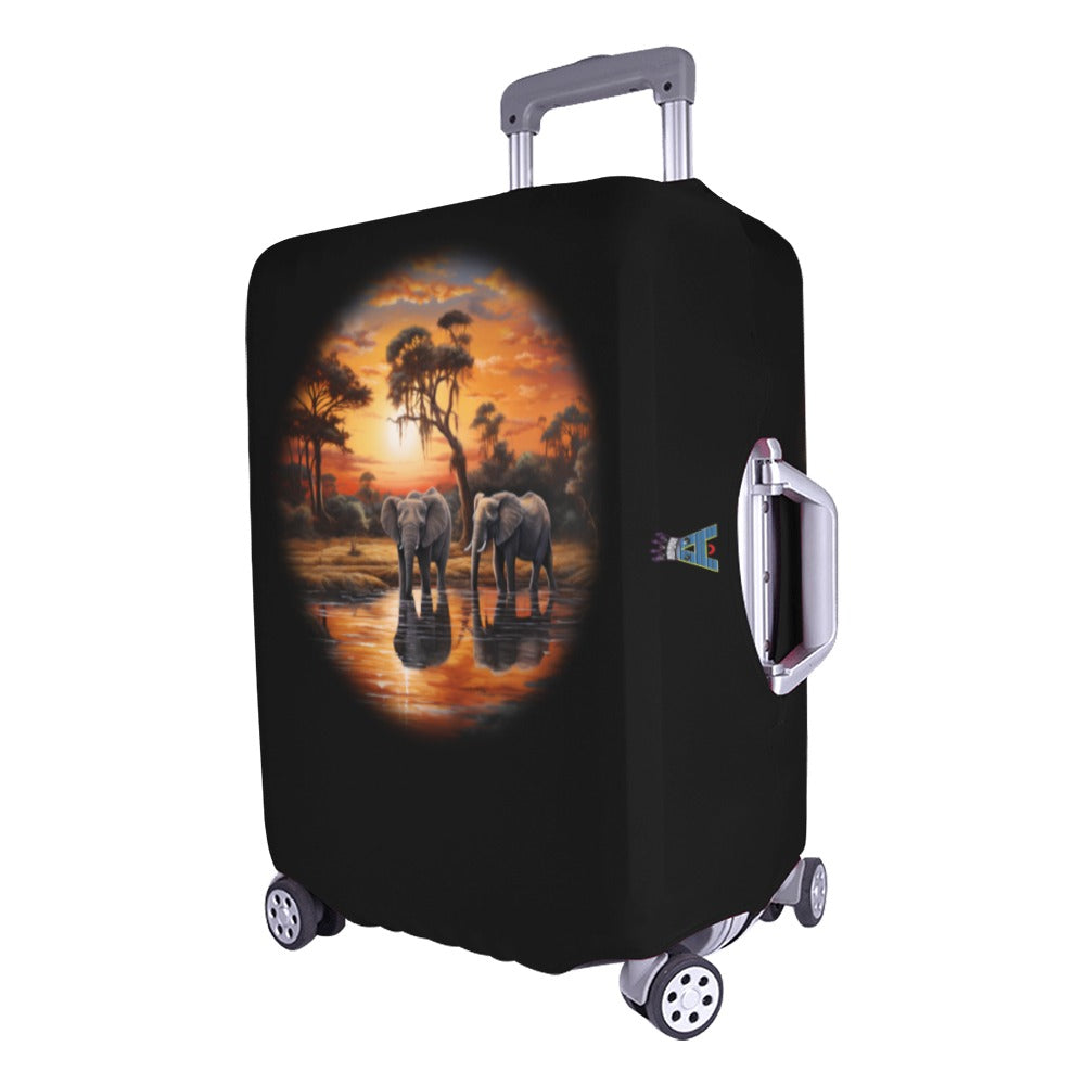 ALIM4U- Basking Elephants Luggage Cover (Large Size) (26"-28")
