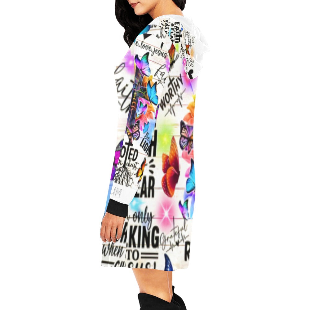 ALIM4U- Faith 2 Women's All Over Print Hoodie Mini Dress(Model H27)