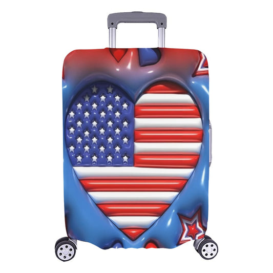 ALIM4U- American Flag Shaped as a Heart Luggage Cover (Large Size) (26"-28")