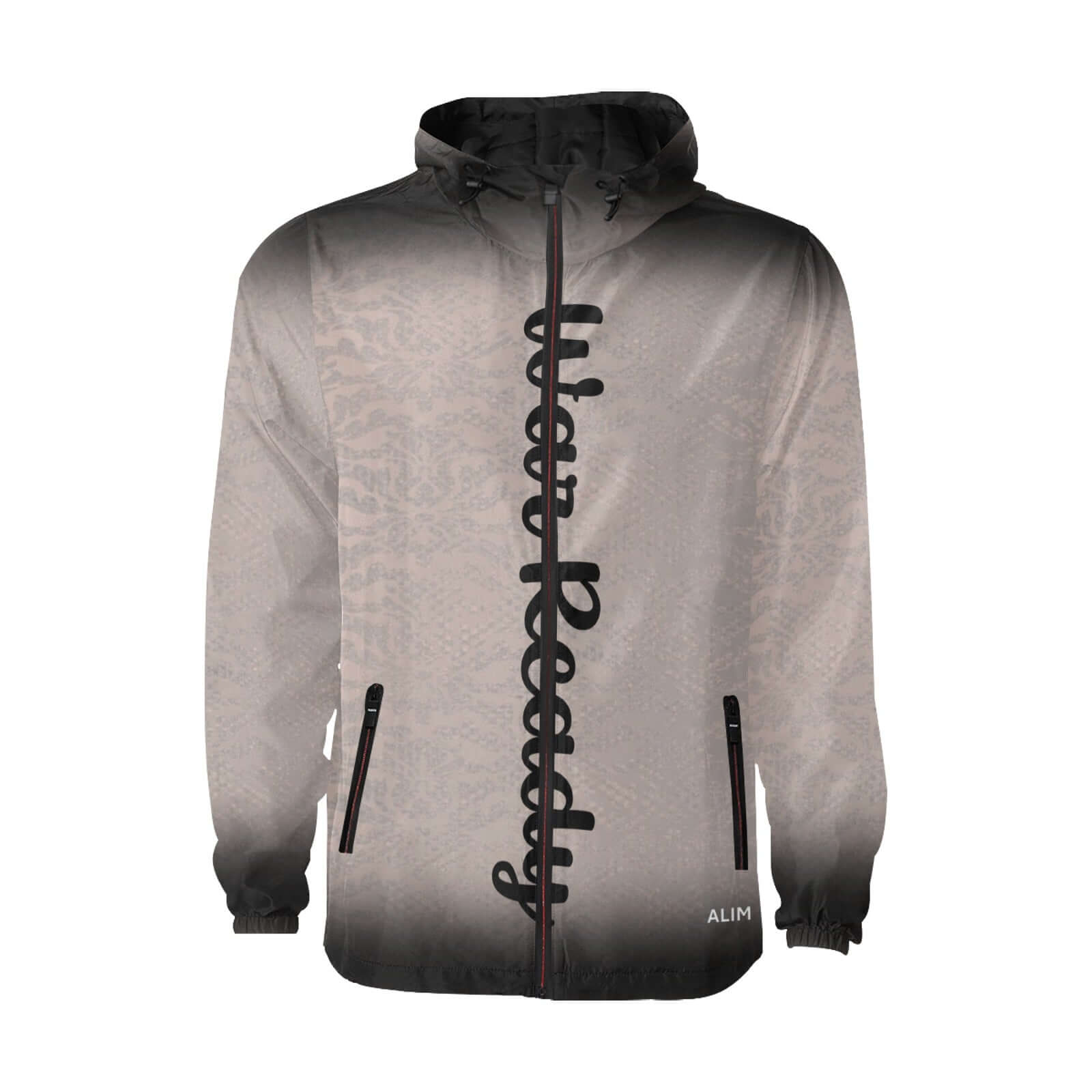 Gray Lightweight Hooded Zip-Up Jacket Bald Eagle Image
